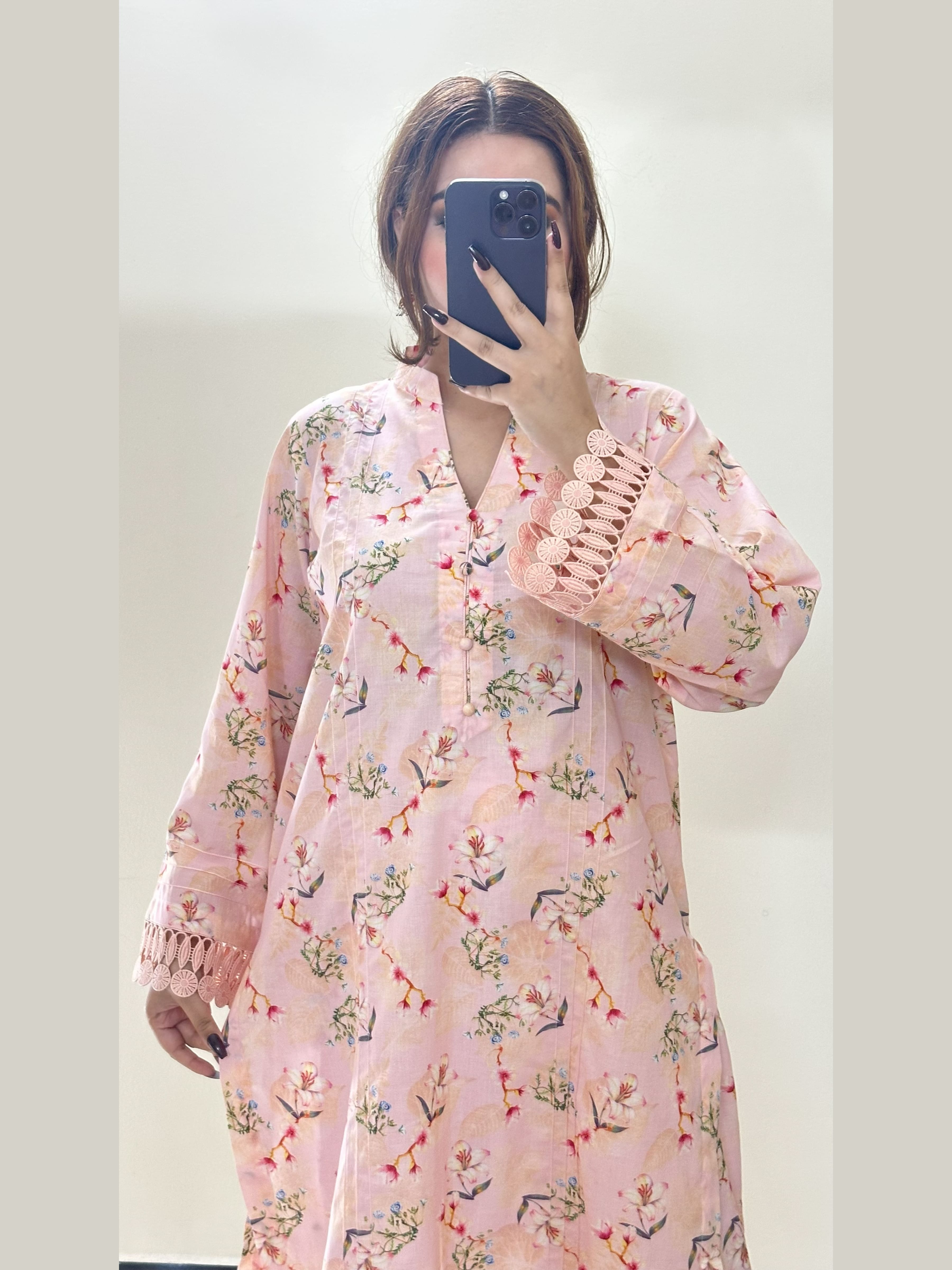 Pink Floral 2PC Stitched Lawn Suit