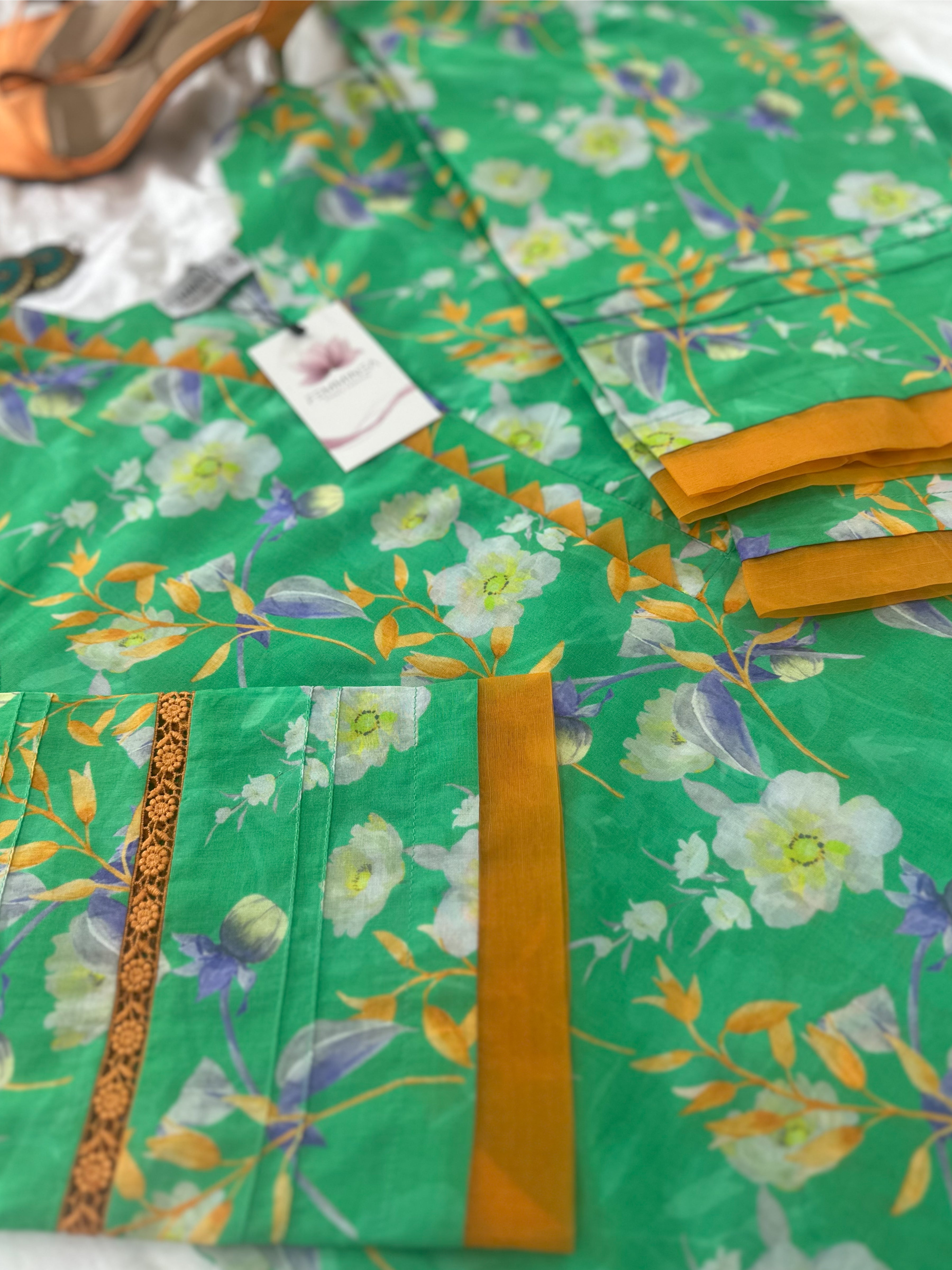 Green Floral 2PC Stitched Lawn Suit