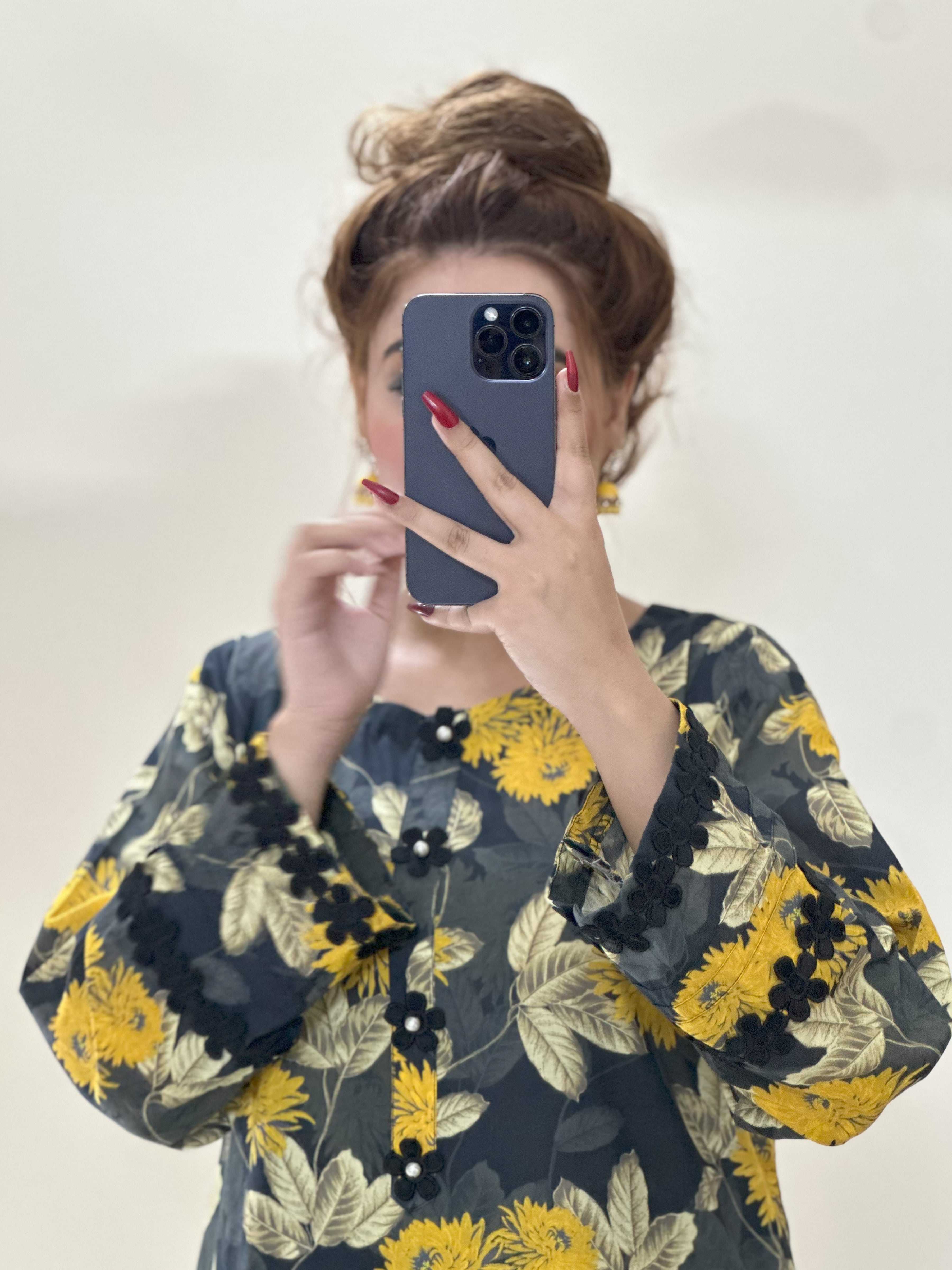 Black Floral 2PC Stitched Lawn Suit