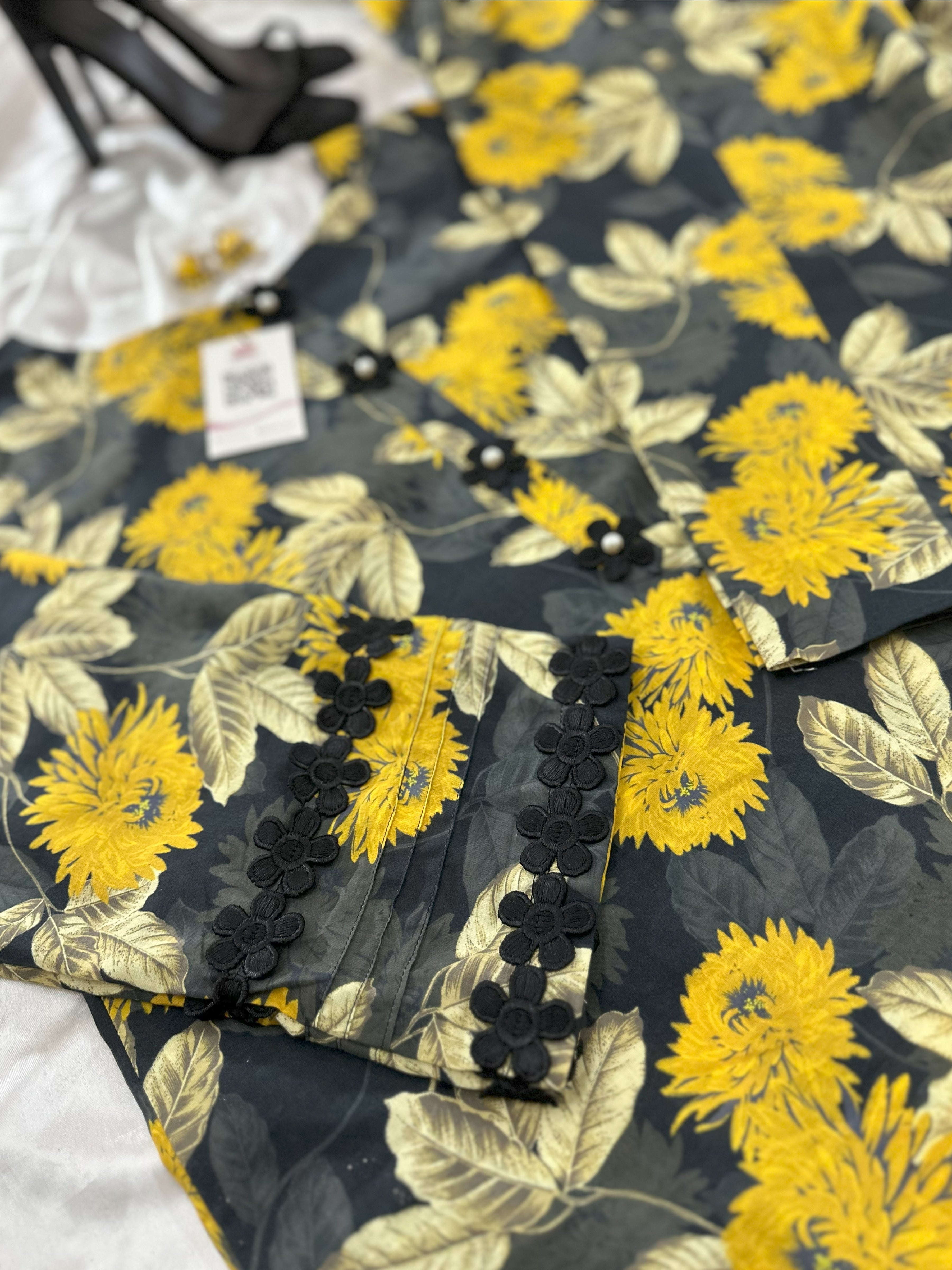 Black Floral 2PC Stitched Lawn Suit