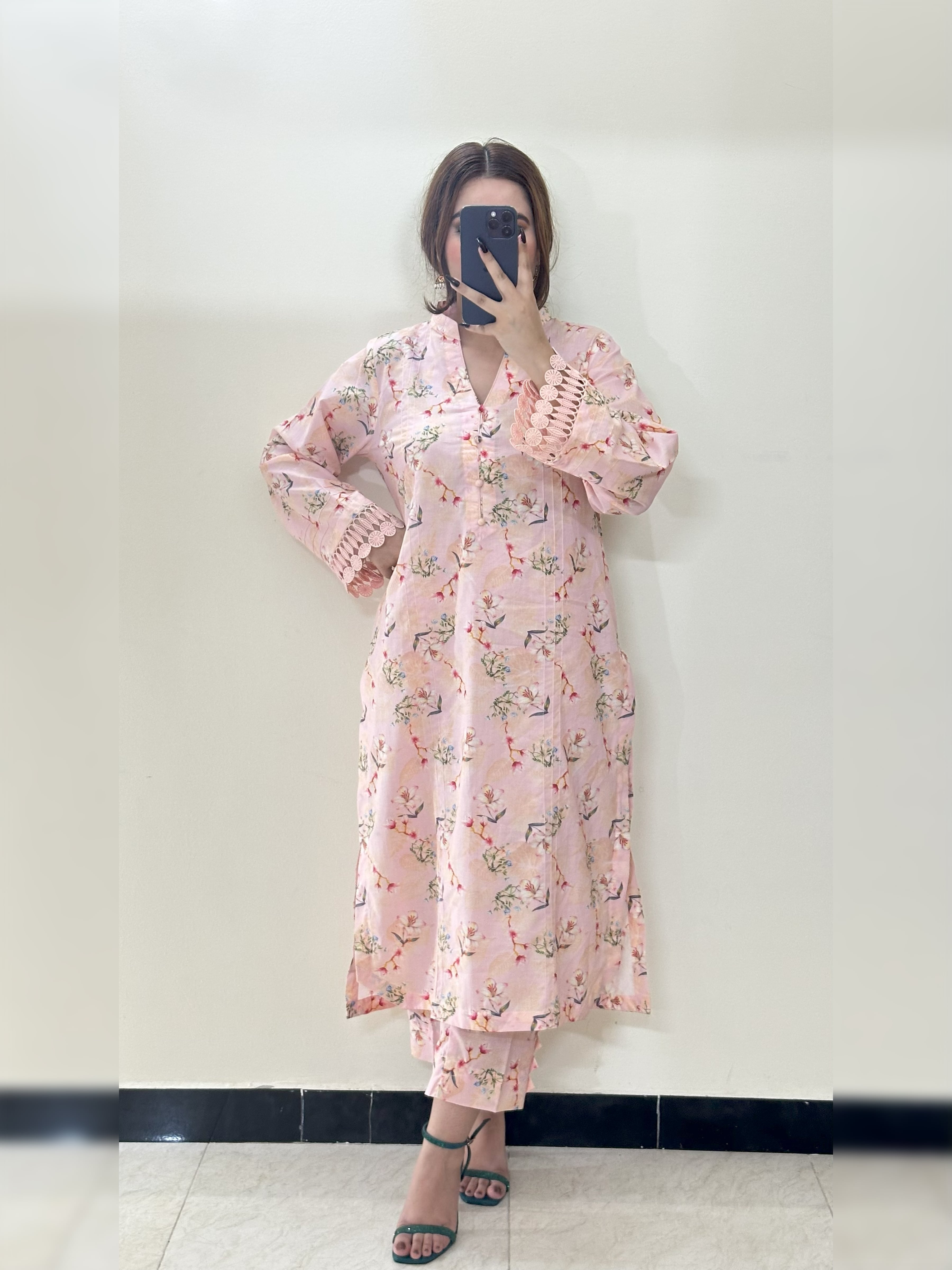 Pink Floral 2PC Stitched Lawn Suit