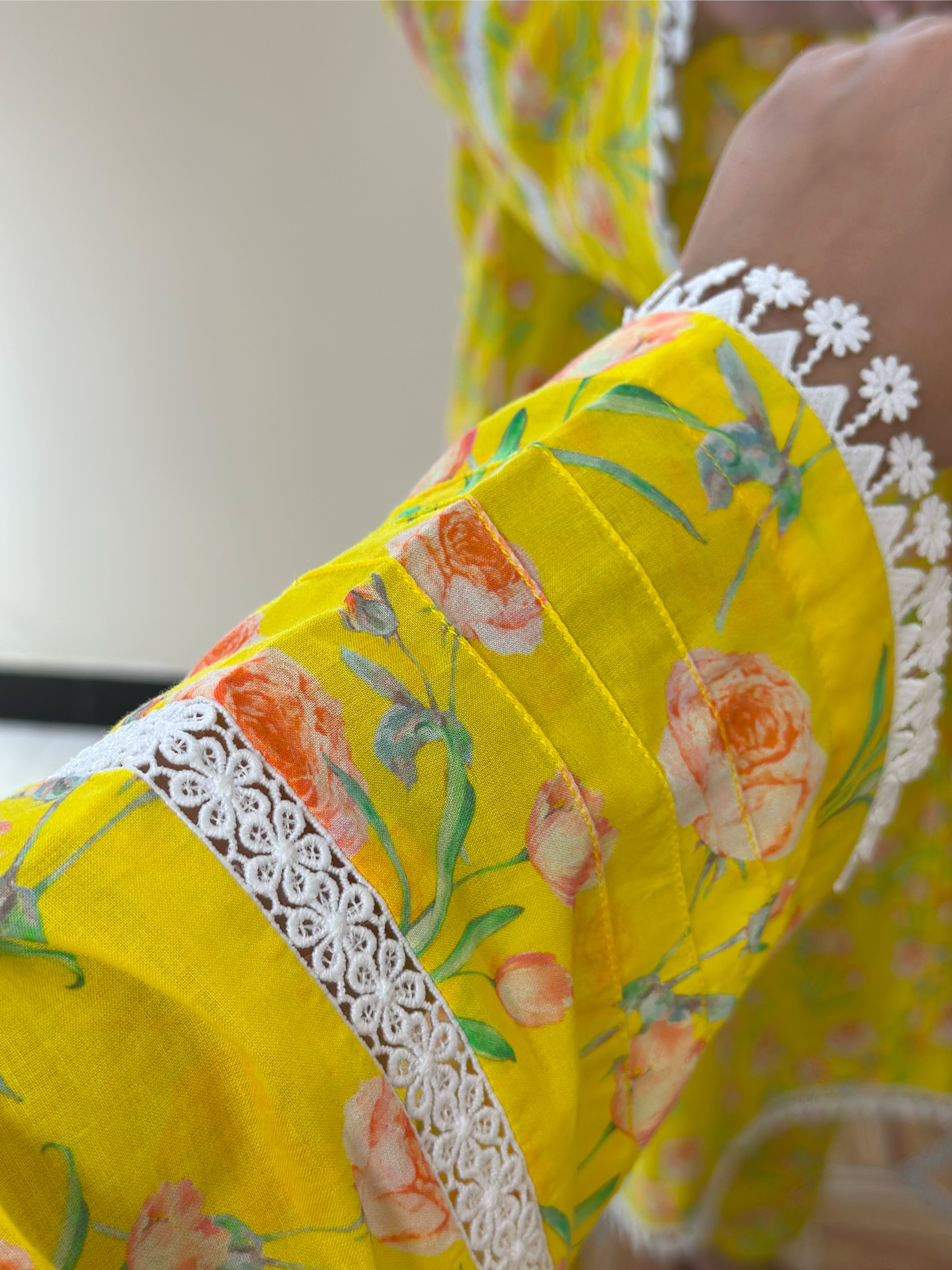 Yellow Floral 2PC Stitched Lawn Suit