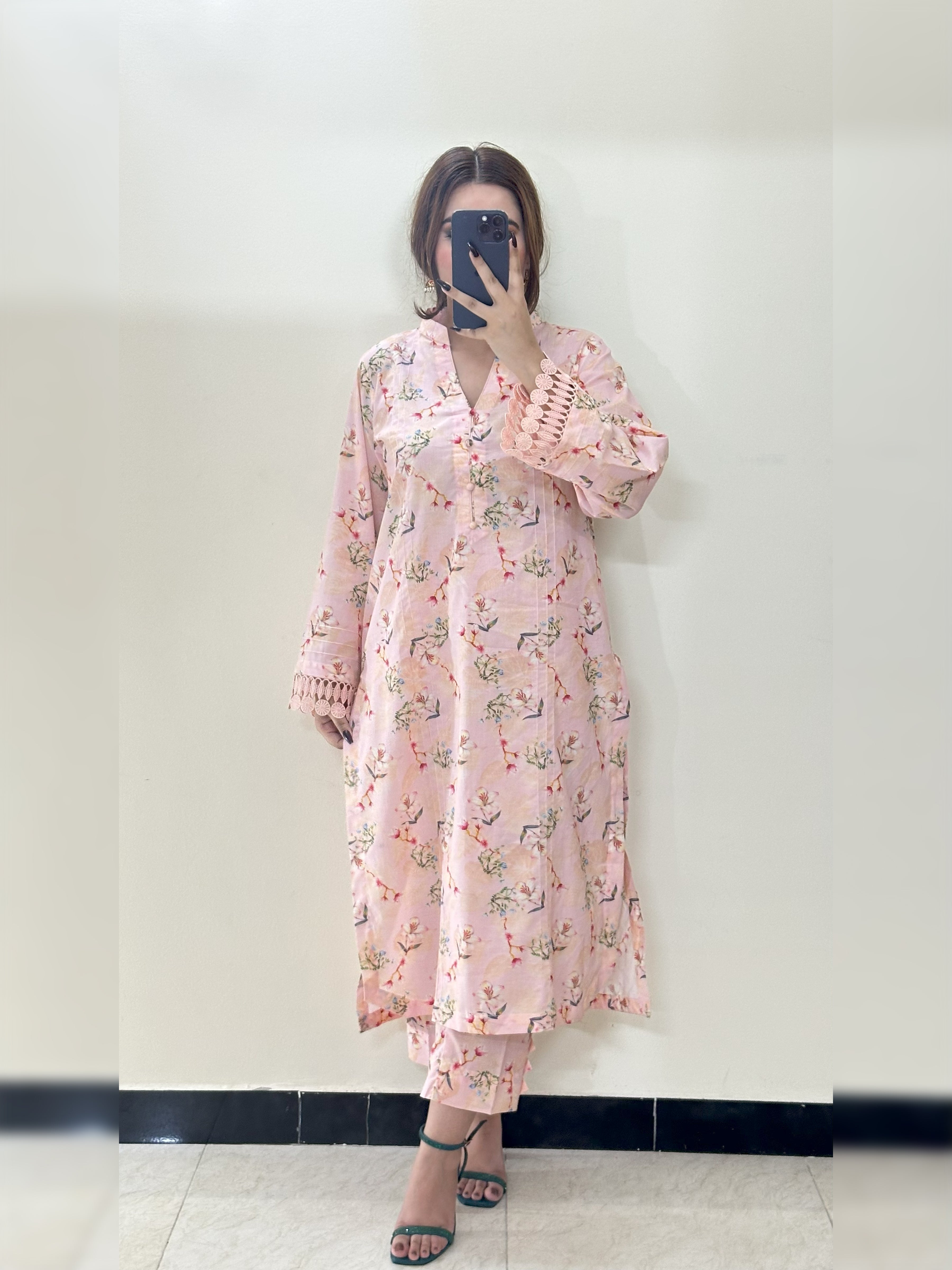 Pink Floral 2PC Stitched Lawn Suit